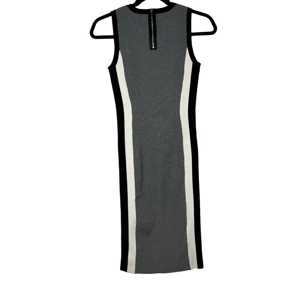 Karen Millen XS Sleeveless Expo Zip Long Bodycon Wiggle Pencil Side Stripe Dress - Picture 6 of 14